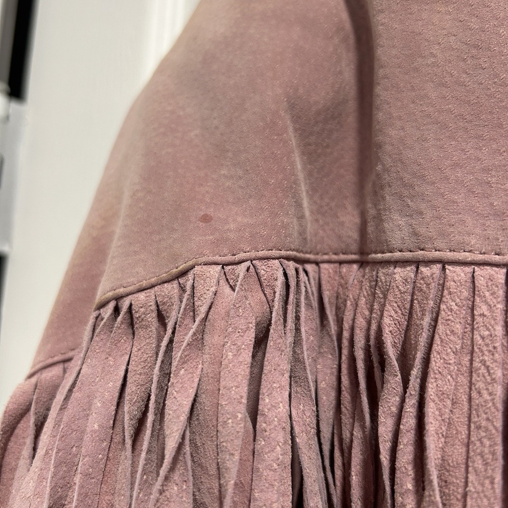 Vintage Pioneer Wear Suede Western Fringe Jacket & Skirt Women's 12 Pink Leather - Picture 6 of 16